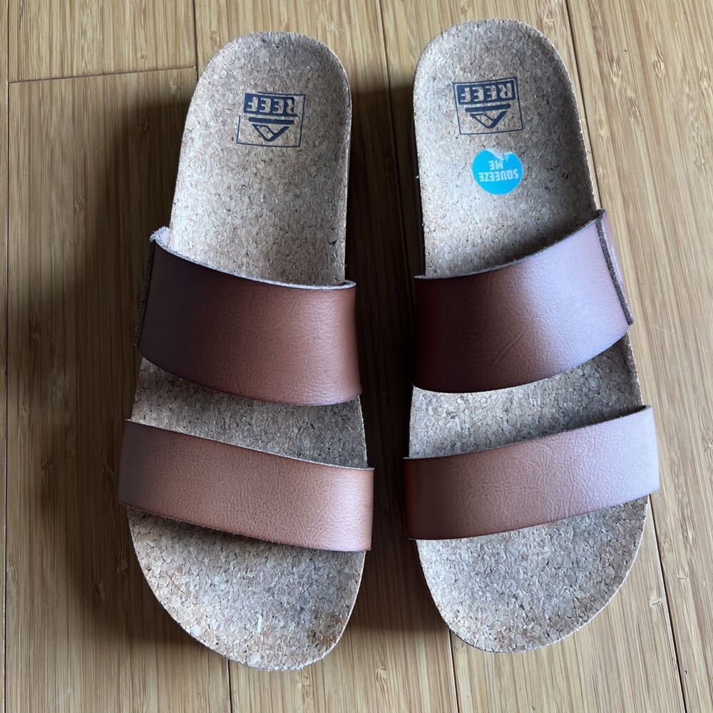 REEF SHOES SANDALS cushion vista hi espresso duo Sz 9 chunky cork double strap
